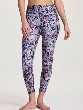 RBX Purple Black Floral-Print  Leggings. Size XXL